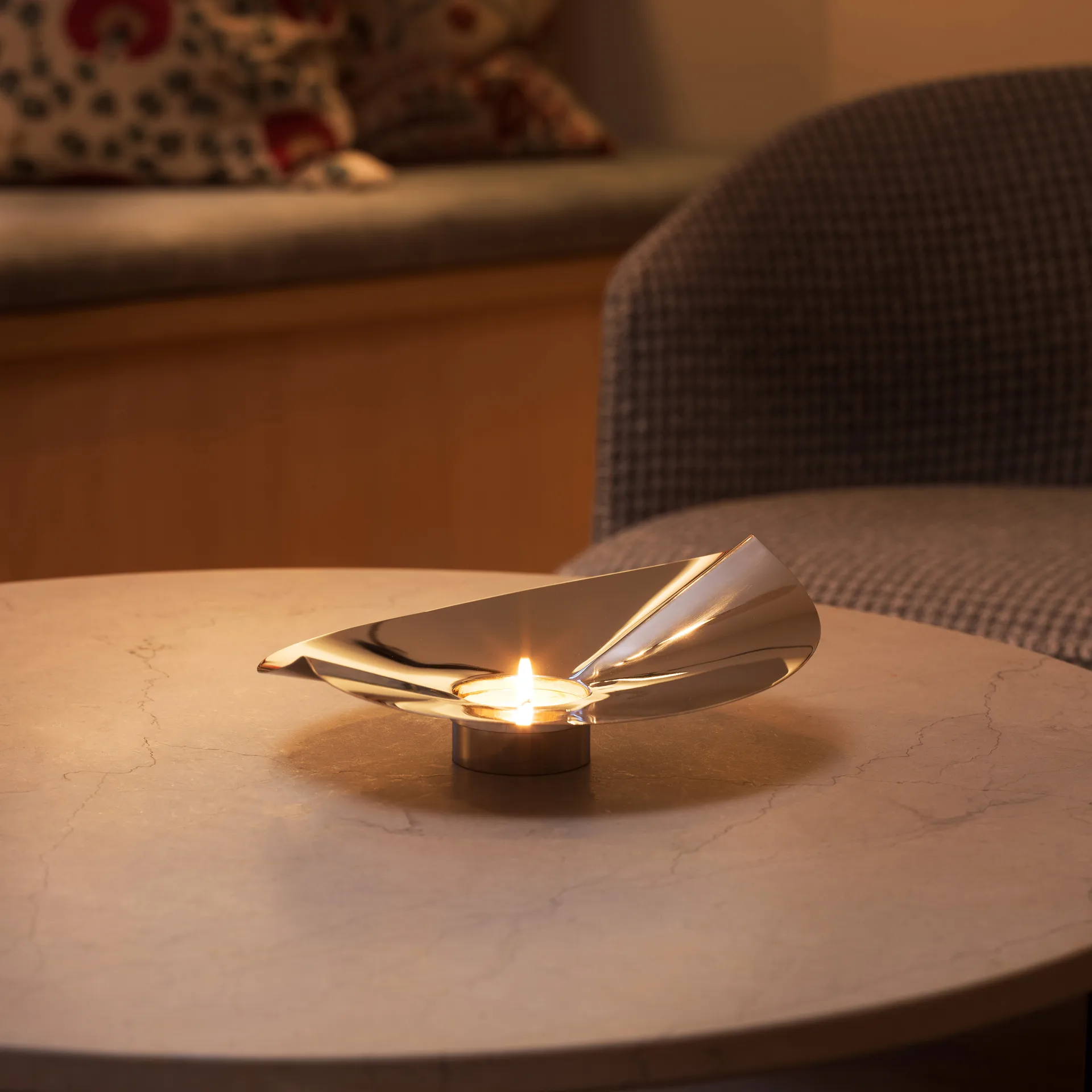 Löv vase-lysholder, Rustfritt stål KLONG