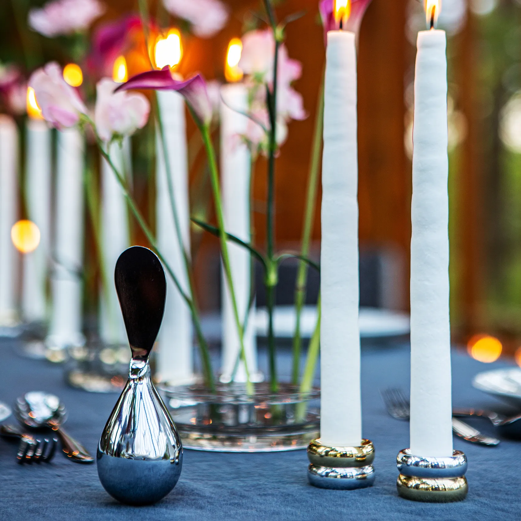 Marriage Duo lysestake 2 deler, Messing-sølv KLONG