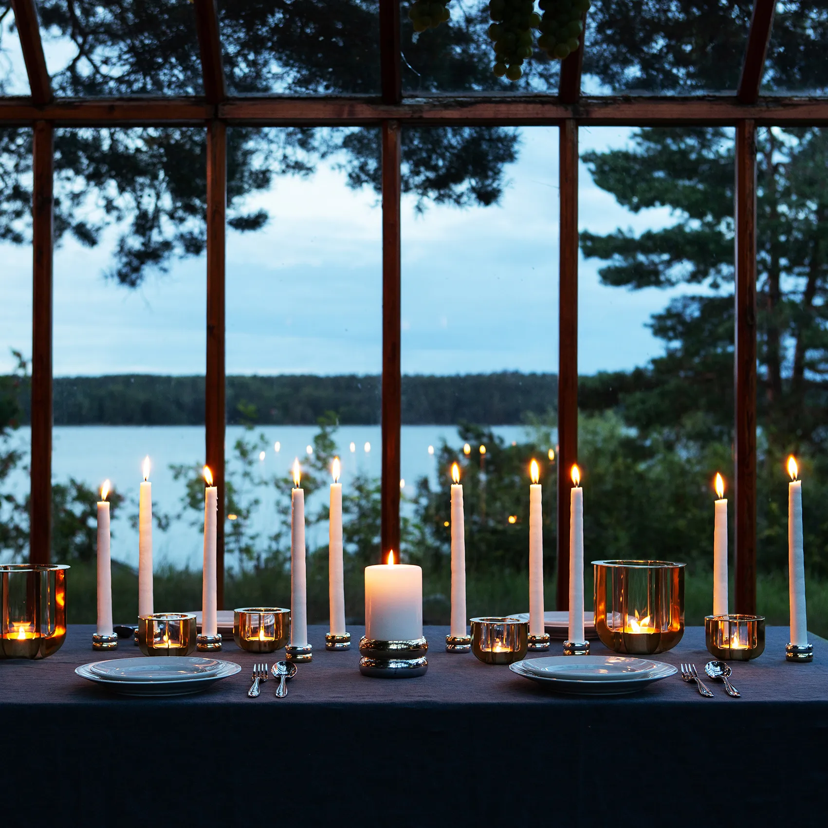 Marriage Duo lysestake 2 deler, Messing-sølv KLONG