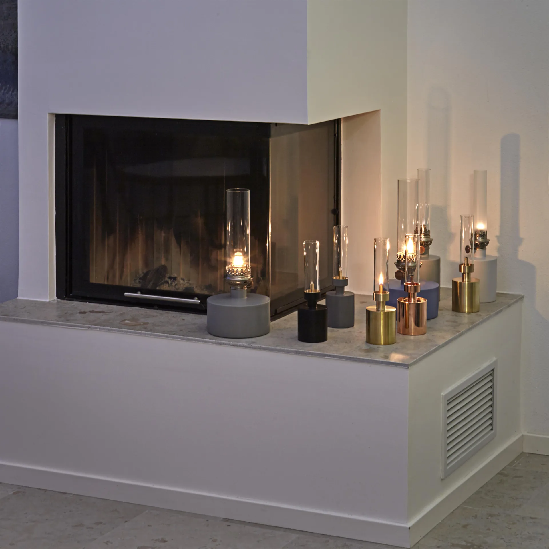 Patina oljelampe, stor, Grå KLONG