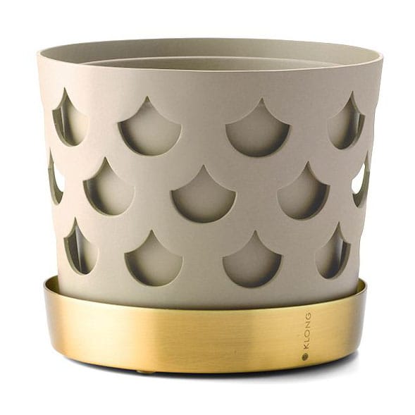 Trio Drop krukke beige med fat av messing - Small Ø 12 cm - KLONG