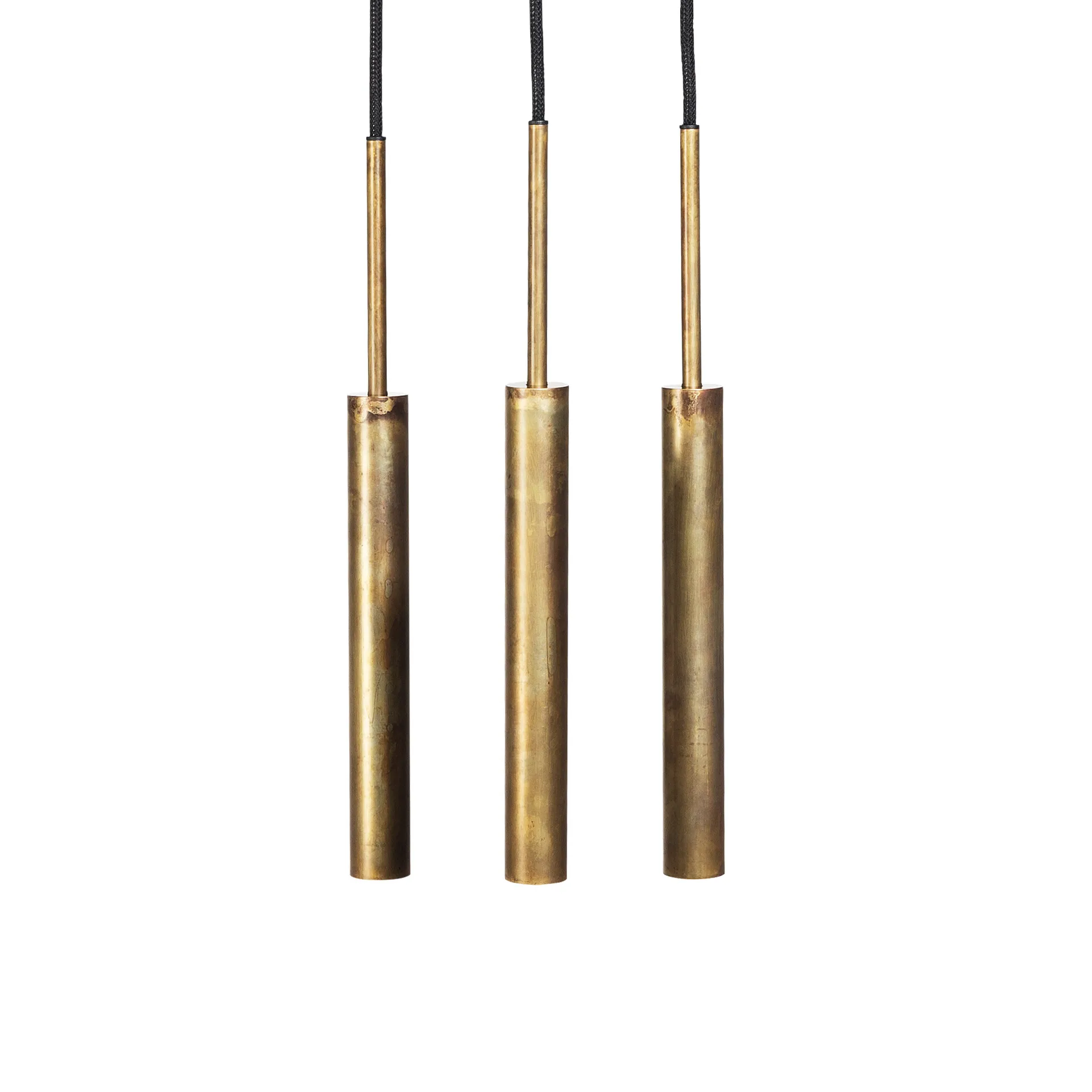 Stav pendel 3 avlang takplate, Ubehandlet messing Konsthantverk