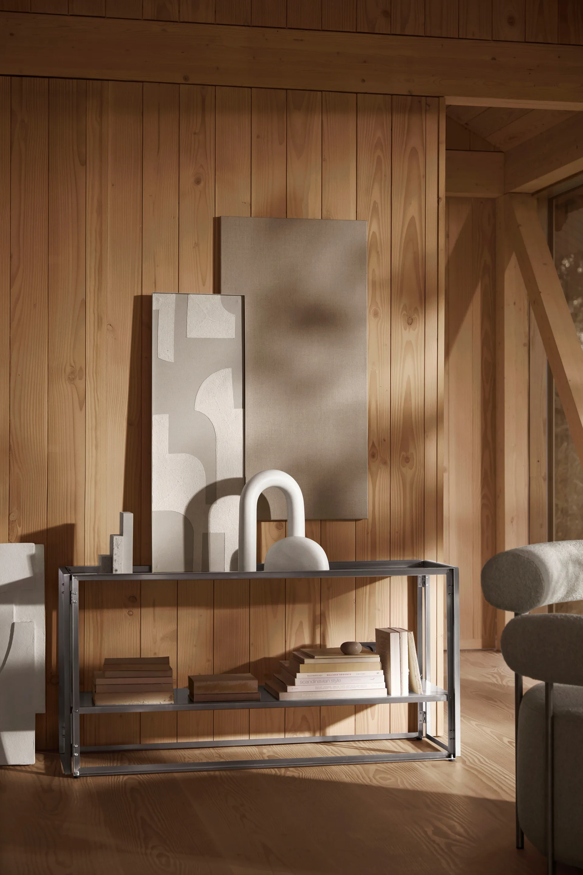 Sammenleggbar konsoll 124x60 cm, Børstet rustfritt stål Kristina Dam Studio