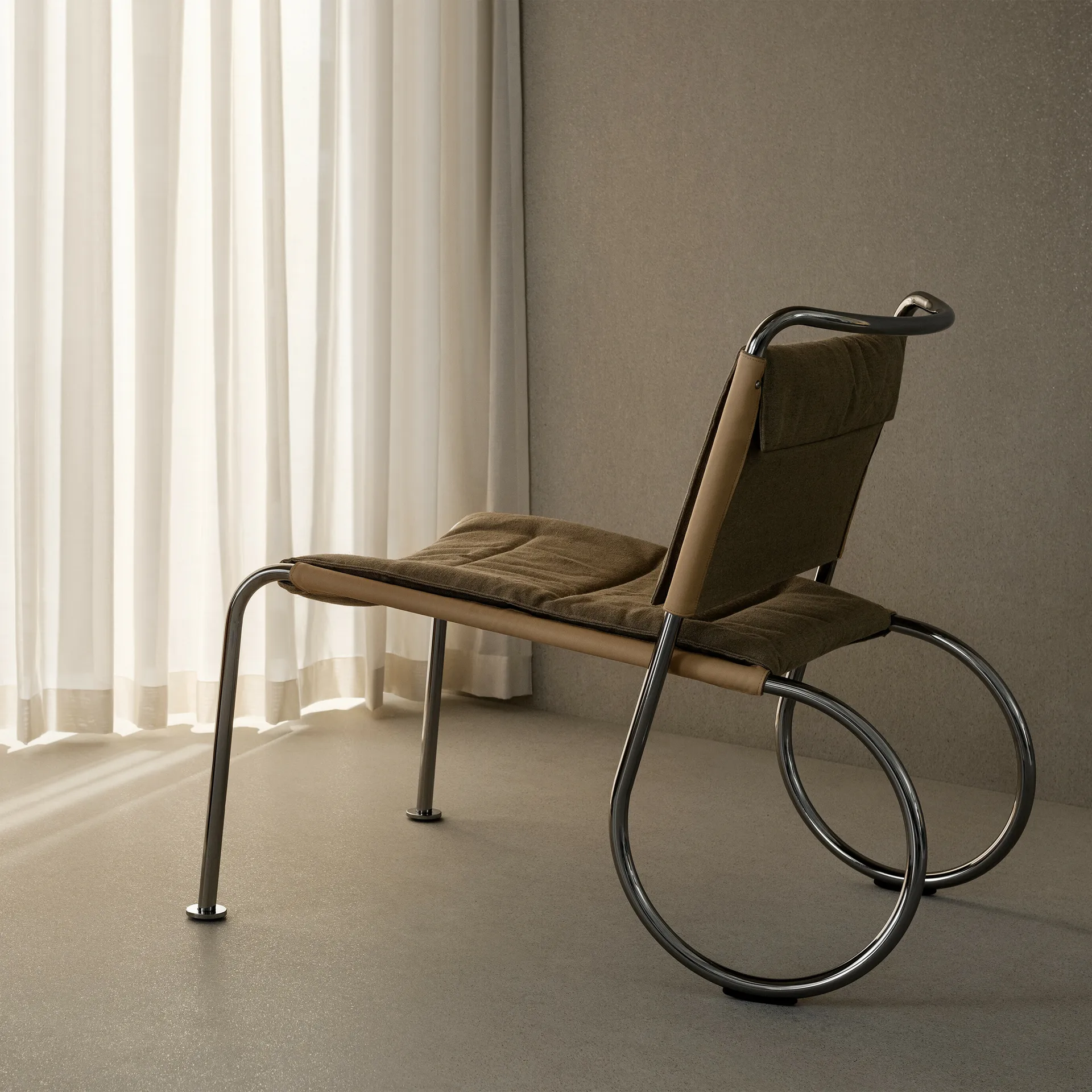 Corso Easy Chair stol, Elmo Nordic lær Natur-linvev-krom Lammhults