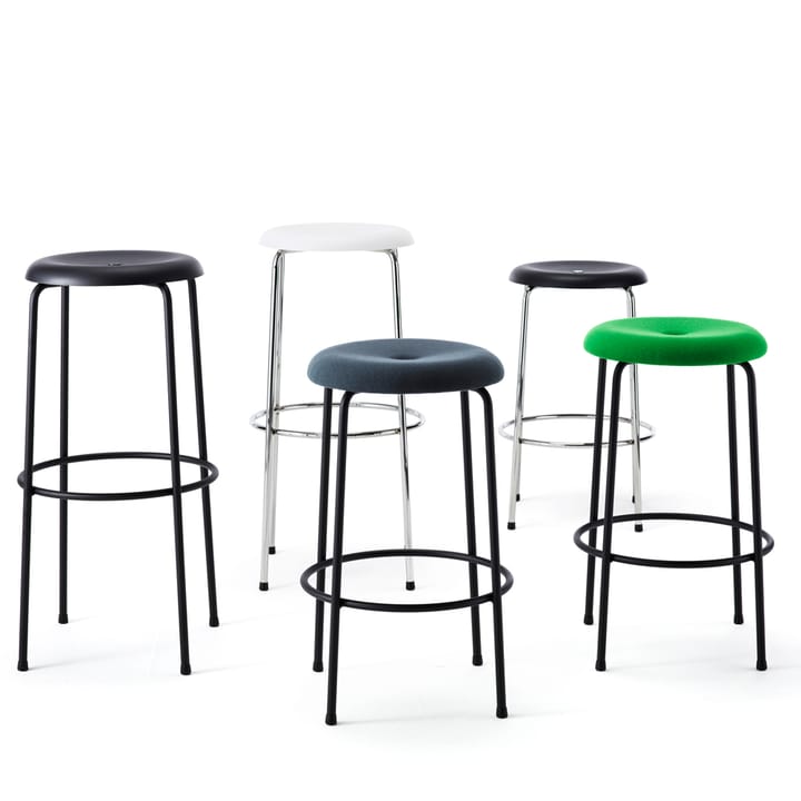 Taburett barkrakk, hvit, lav, krom understell Lammhults