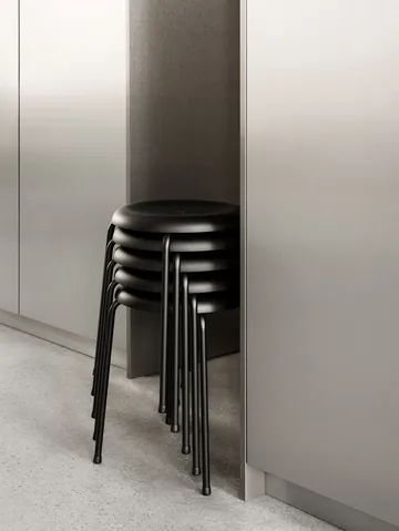 Taburett krakk - Svart lær-krommet stativ, 45 cm - Lammhults