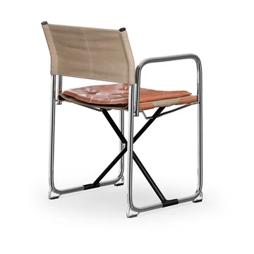 X75-2 armstol - Linvev natur-Elmo Nordic lær Cognac-kromede ben - Lammhults