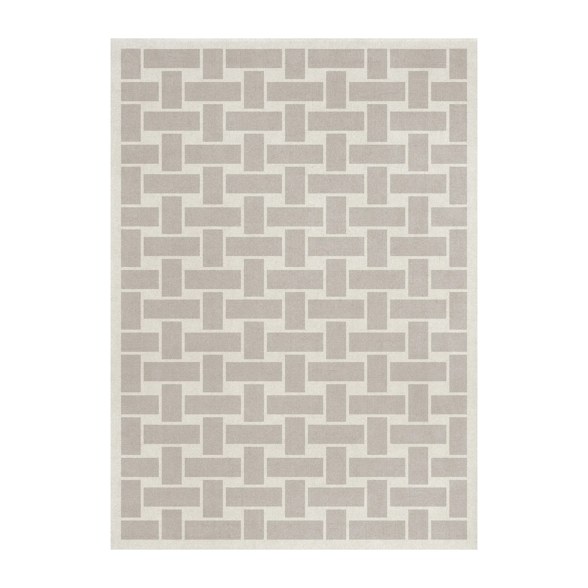 60S Geo Basket Weave ullteppe, Oatmeal, 300 x 400 cm Layered