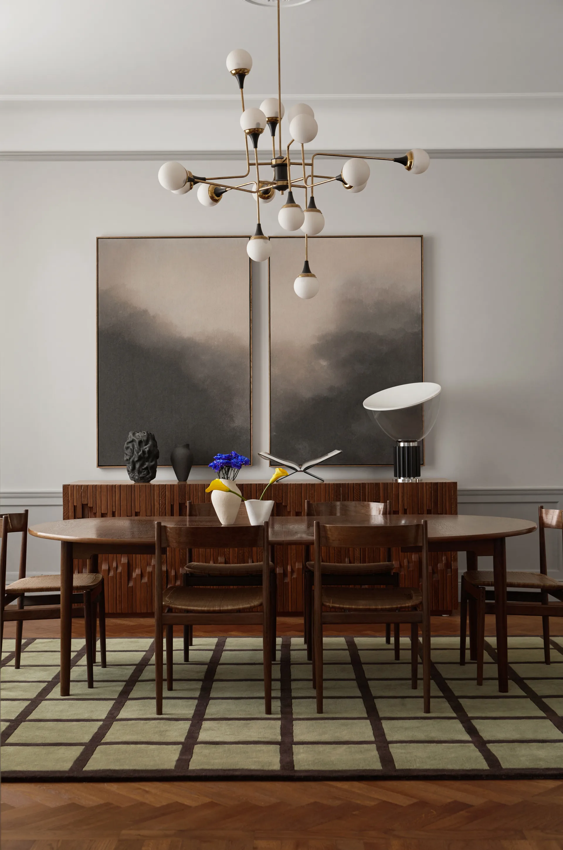 Avenue Checked Bone ullteppe, Olive, 180 x 270 cm Layered