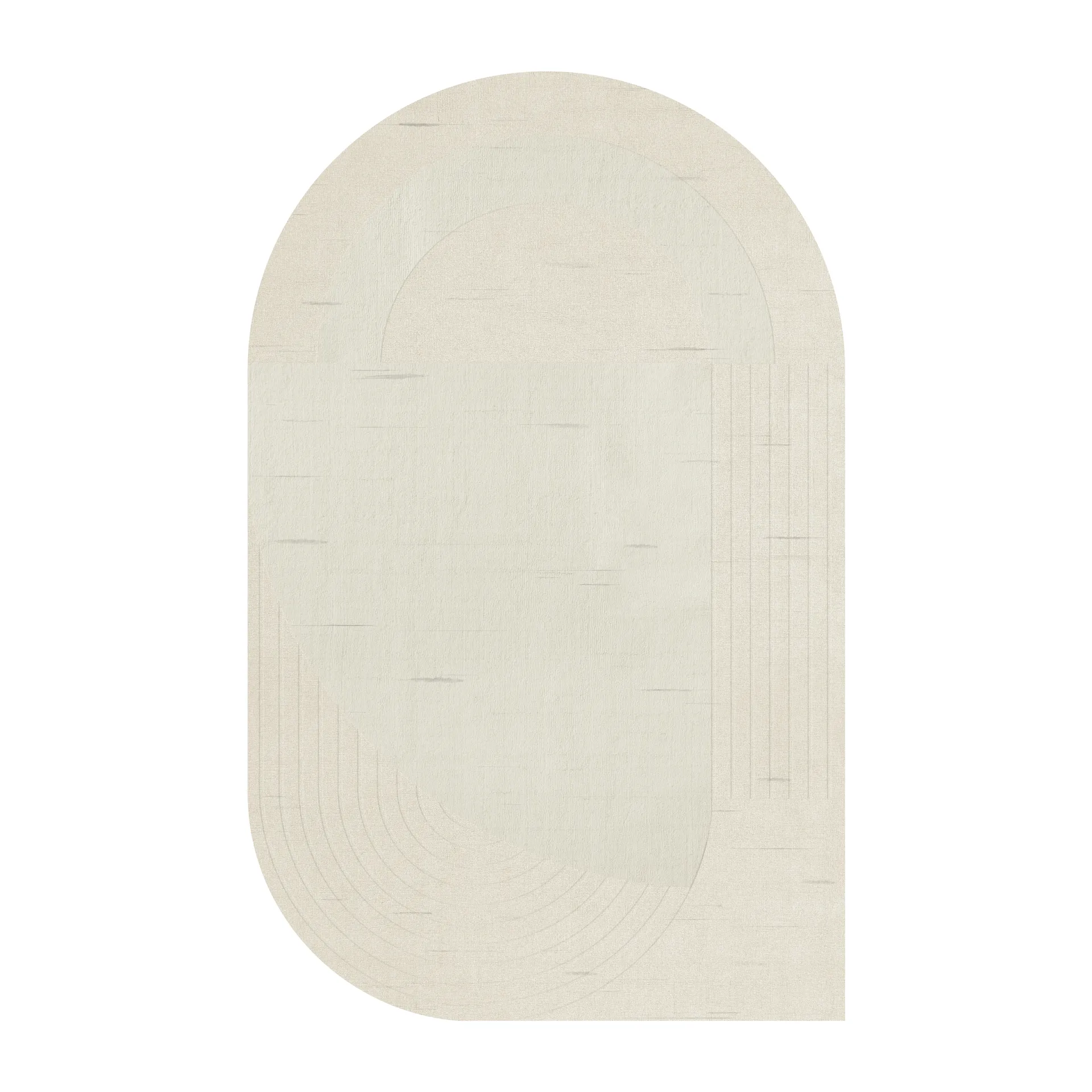 Circular ullteppe 220 x 350 cm, Bone white Layered