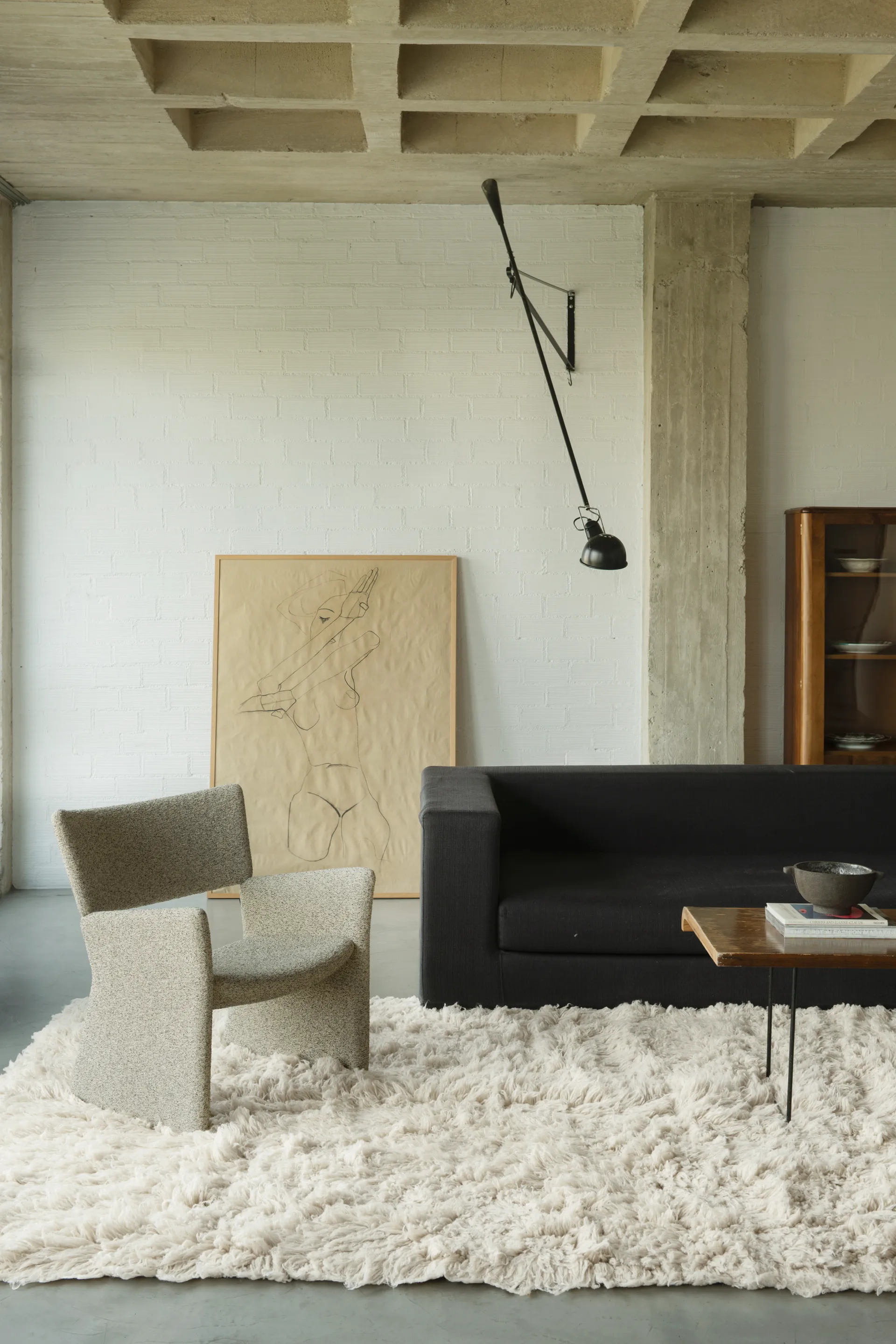 Shaggy gulvteppe 250x350 cm, Bone white Layered