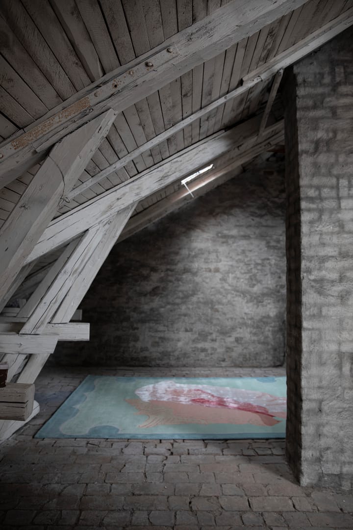 Shell mønstret ullteppe, Blue, pink, 250 x 350 cm Layered