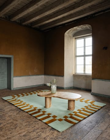 Teklan Frame ullteppe - Pistachio camel, 140x200 cm - Layered
