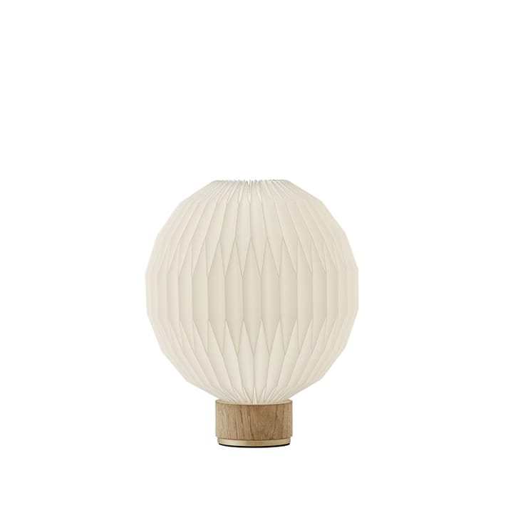 375 bordlampe - hvit, x-small- plastskjerm, lampfot i eik - Le Klint