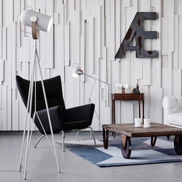Carronade gulvlampe - svart/valnøtt, leselampe, alu./messing - Le Klint