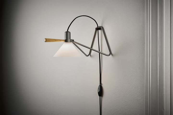 Spot vegg/bordlampe, Steel silver-eik Le Klint