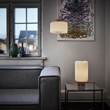 Sylinder 382 bordlampe - hvit, small, lampefot lys eik - Le Klint