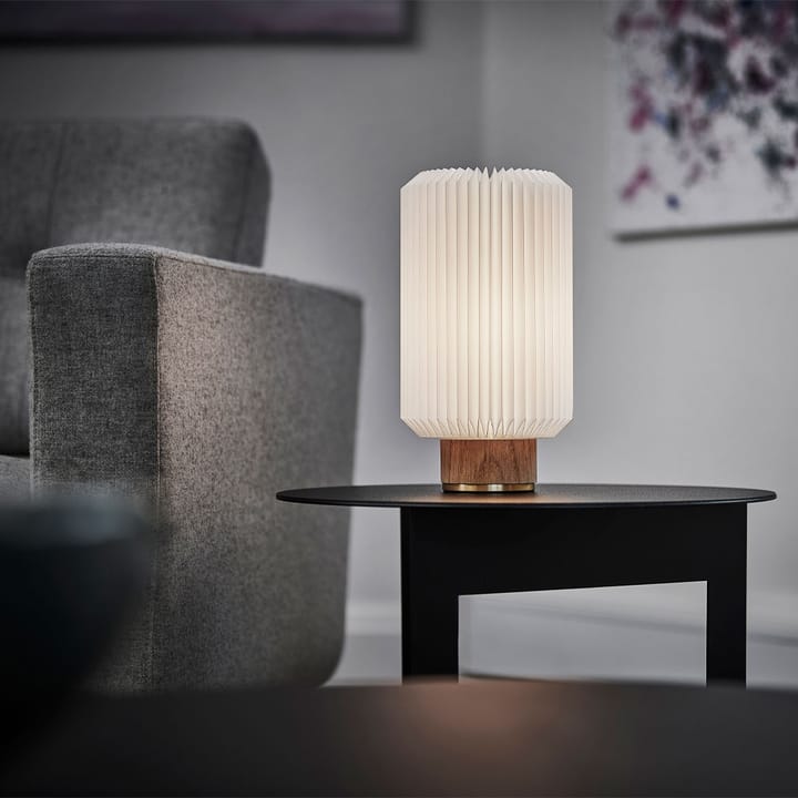 Sylinder 382 bordlampe, hvit, small, lampefot lys eik Le Klint