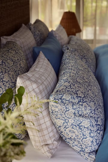 Blue Floral Printed Cotton Sateen sengesett - 50x60 cm, 220x220 cm - Lexington