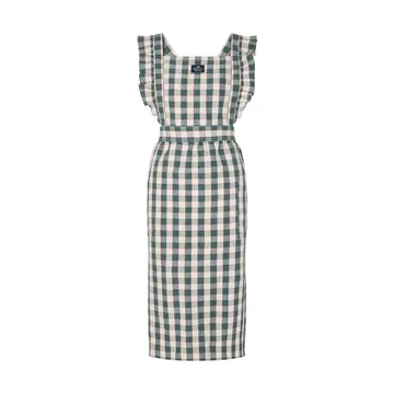 Checked bomullslin forkle - Green-Light beige-red - Lexington