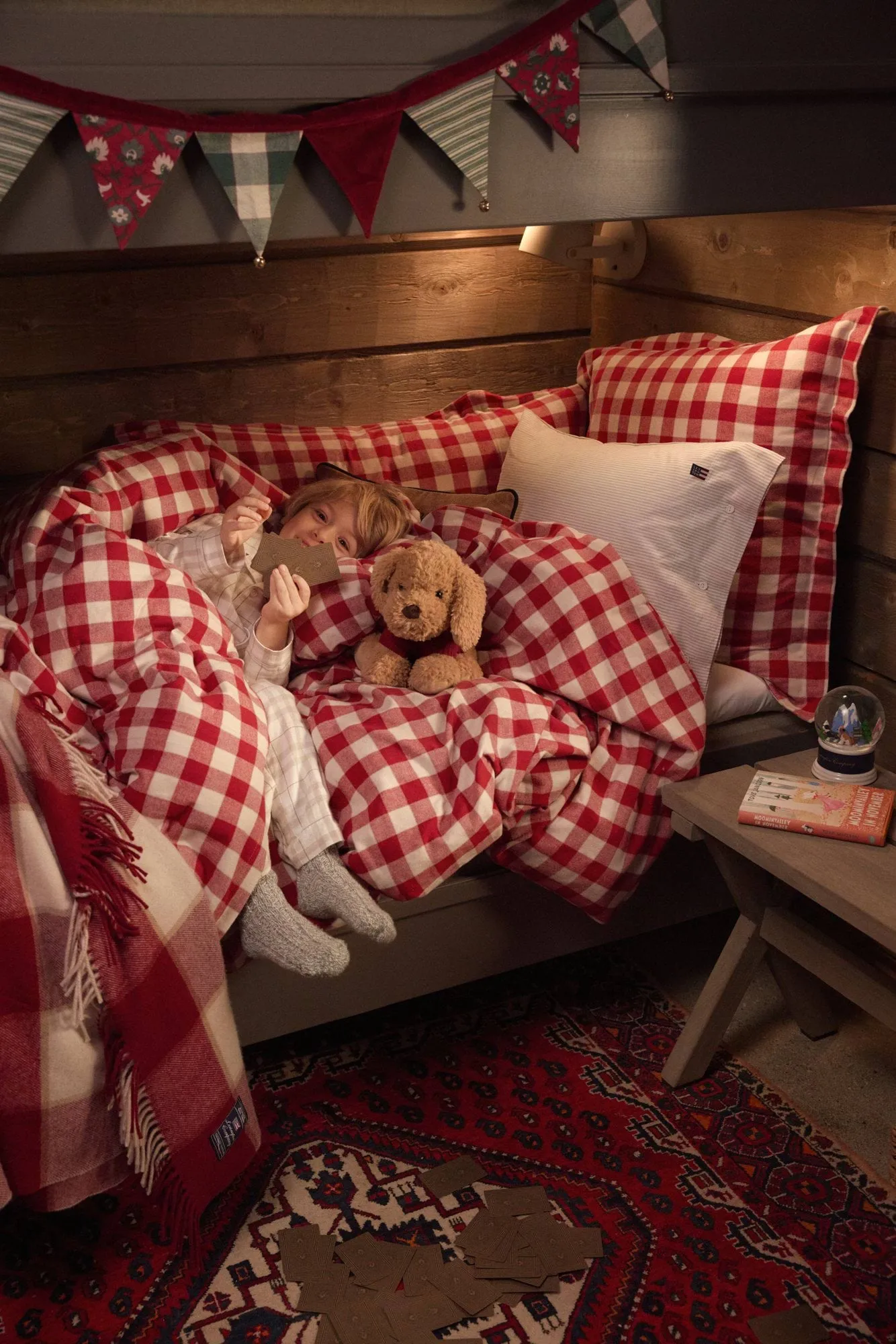 Checked Cotton Flannel putetrekk 50x60 cm, Red-light beige Lexington