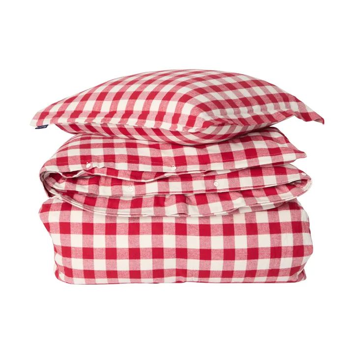 Checked Cotton Flannel sengesett - Red-light beige, 50x60 cm/150x210 cm - Lexington
