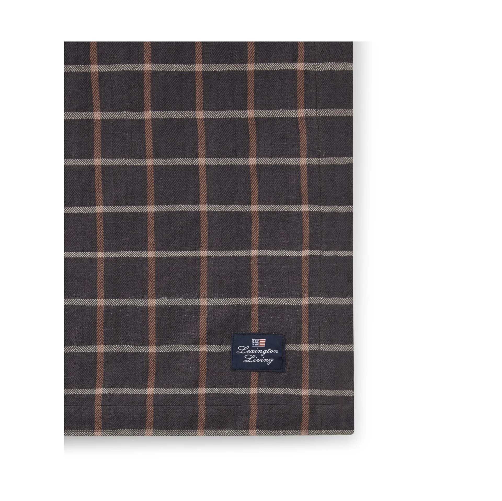 Checked Cotton Linen duk 150 x 250 cm, Dark gray-beige Lexington