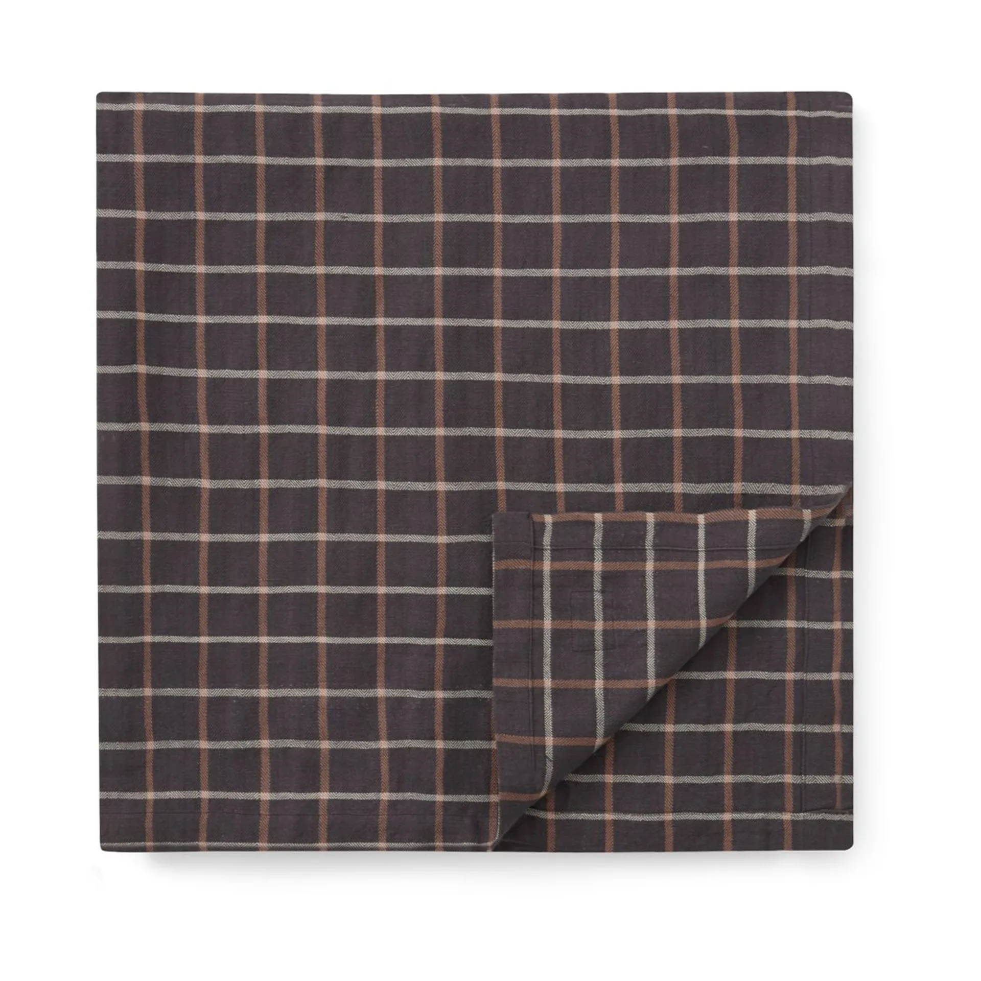 Checked Cotton Linen duk 150 x 250 cm, Dark gray-beige Lexington