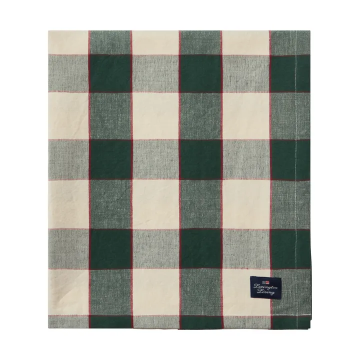 Checked Cotton Linen duk 150 x 250 cm - Green-light beige-red - Lexington