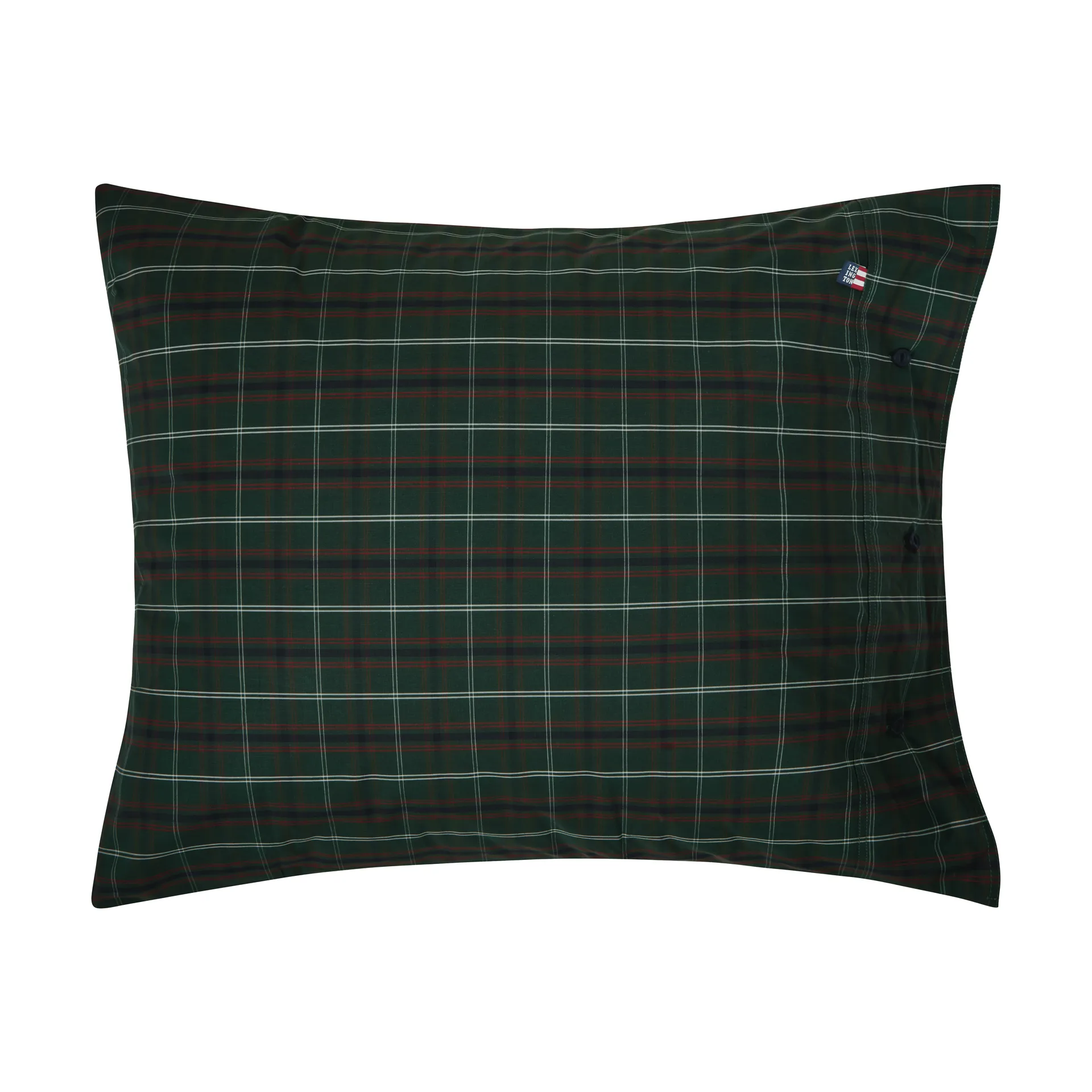 Checked cotton percale putetrekk, Green-navy, 50x60 cm Lexington
