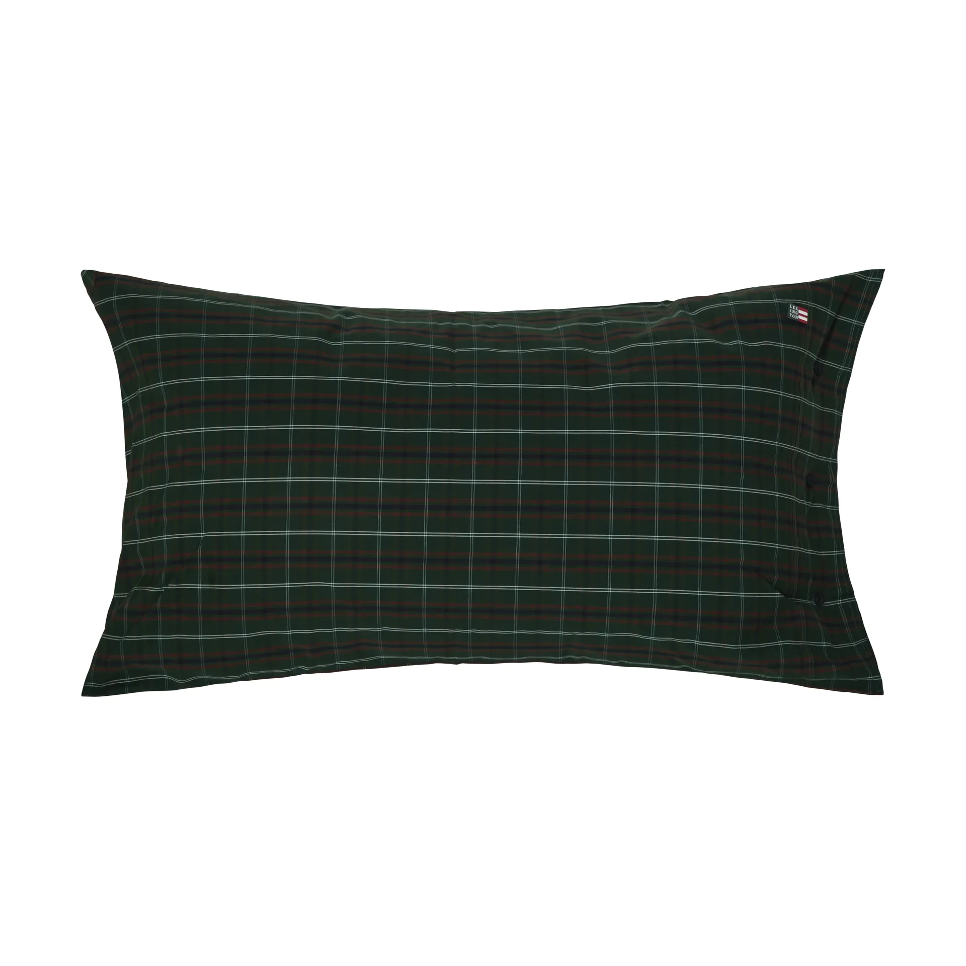 Checked cotton percale putetrekk, Green-navy, 50x90 cm Lexington