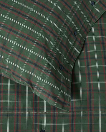 Checked cotton percale sengesett - Green-navy, 2 stk 50x60 cm/1 stk 220x220 cm - Lexington