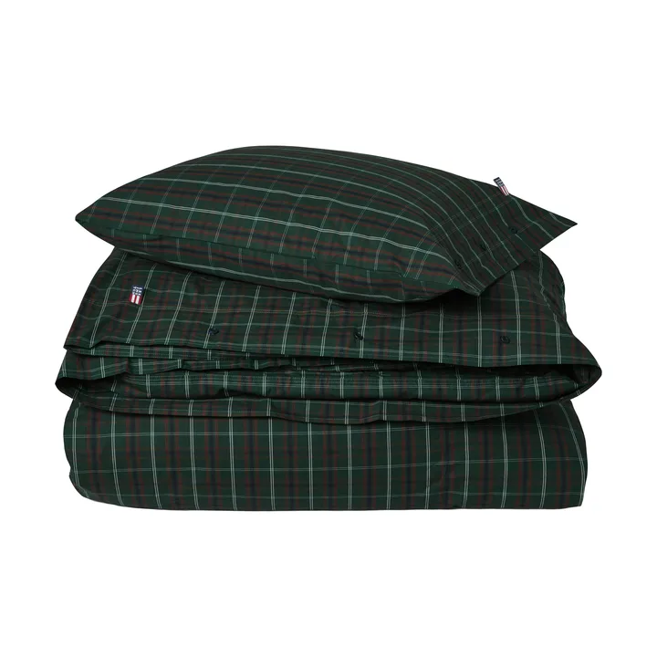 Checked cotton percale sengesett - Green-navy, 50x60 cm/150x210 cm - Lexington