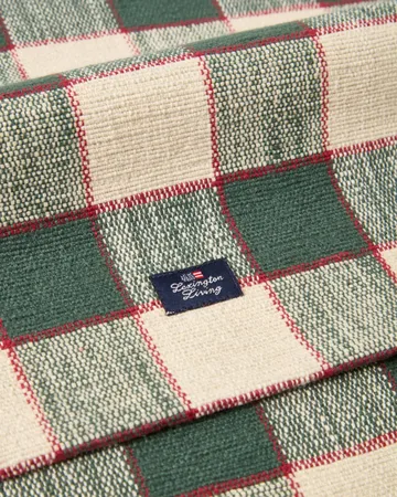 Checked økologisk bomull løper - Green-Light beige-red, 50x150 cm - Lexington