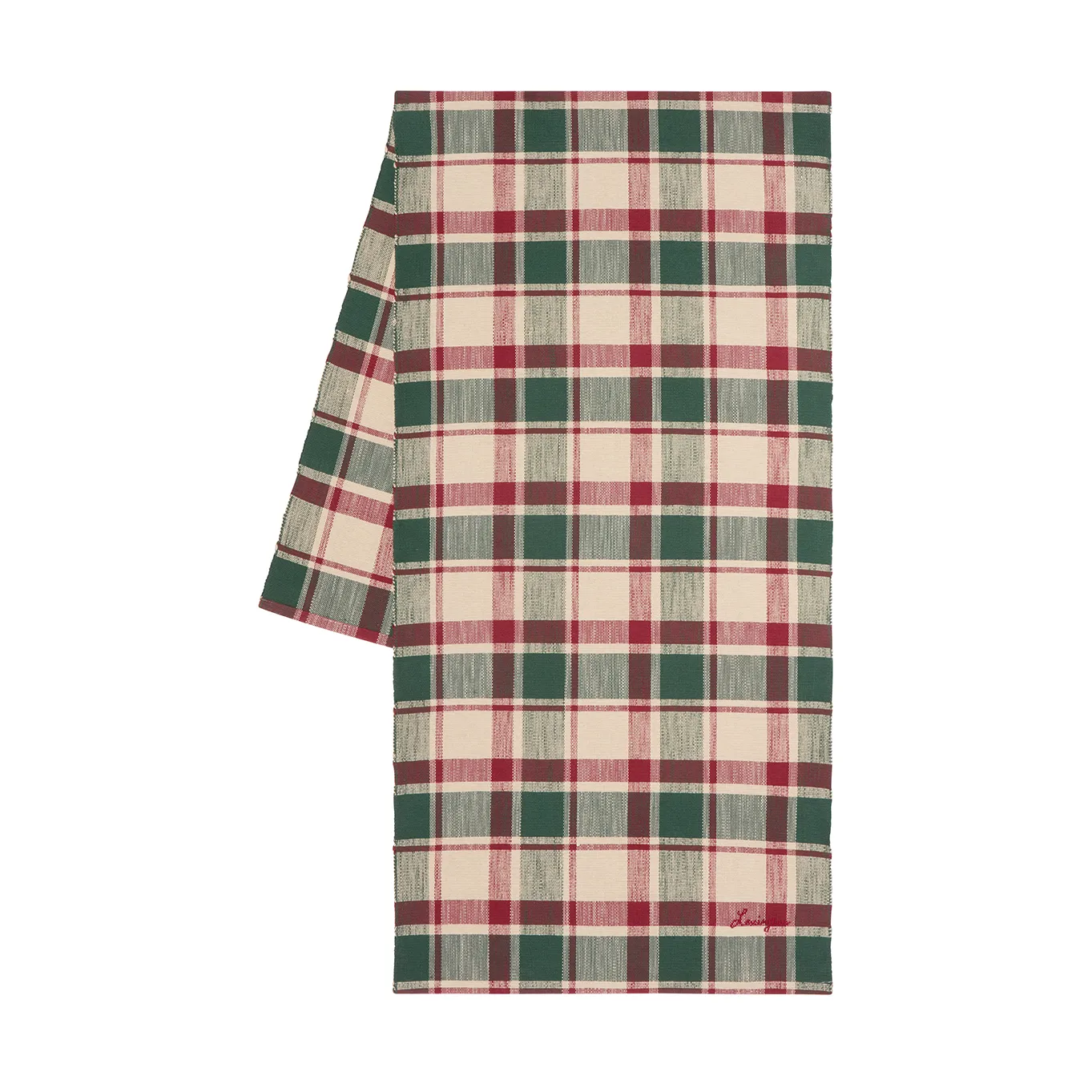 Checked økologisk bomull løper, Green-red-beige, 50x150 cm Lexington
