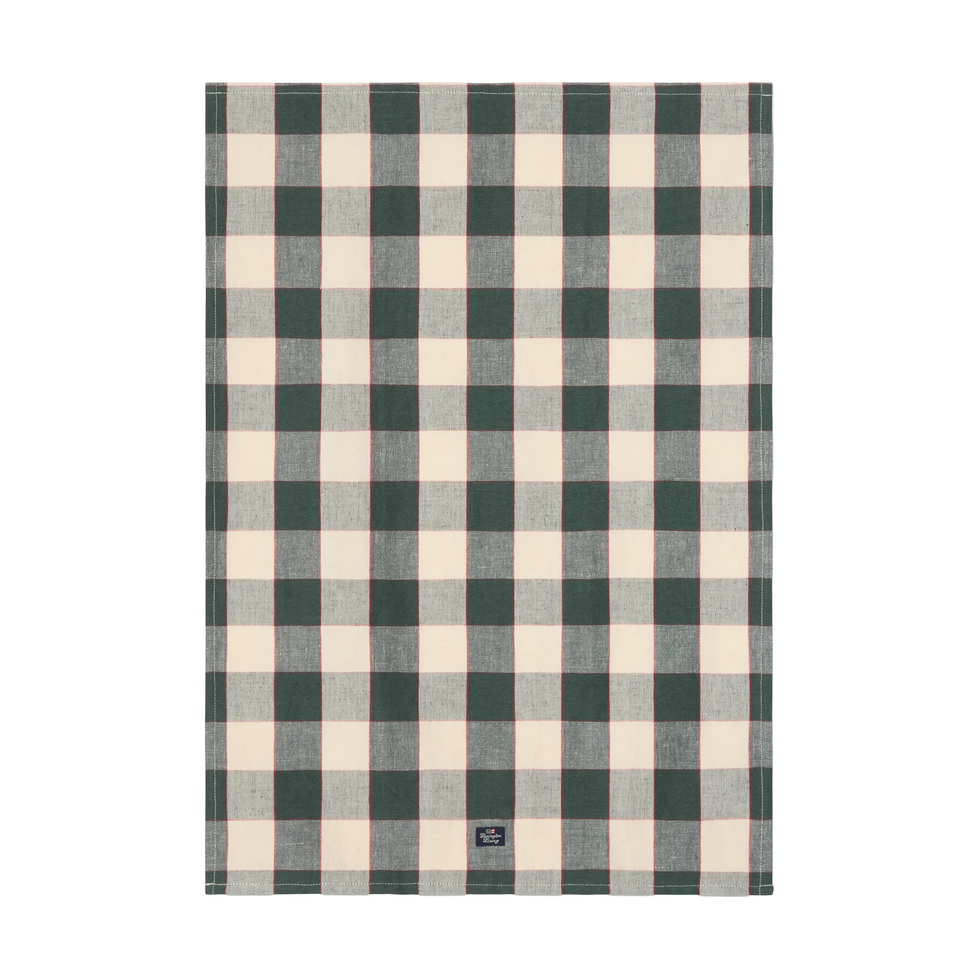 Checked lin/bomull kjøkkenhåndkle 50x70 cm, Green-light beige-red Lexington