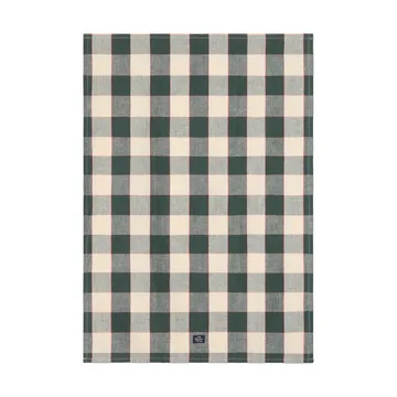 Checked lin/bomull kjøkkenhåndkle 50x70 cm - Green-light beige-red - Lexington