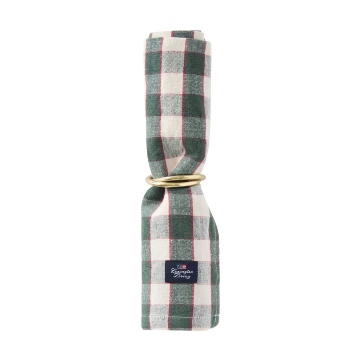 Checked Linen/Cotton stoffserviett 50x50 cm - Green-light beige-red - Lexington