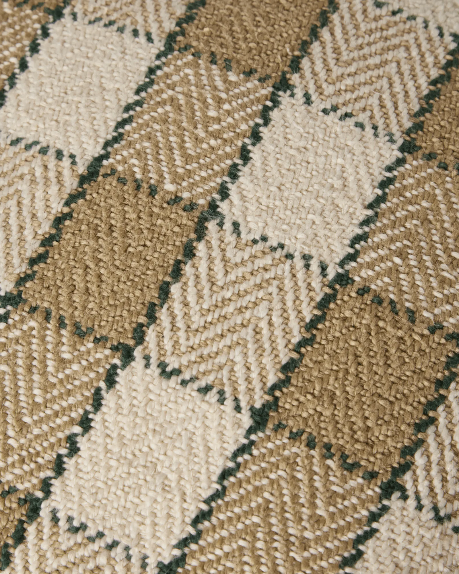 Checked organic cotton fringe putetrekk, Beige-light beige-green Lexington