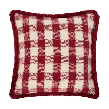 Checked organic cotton fringe putetrekk - Red-light beige-beige - Lexington