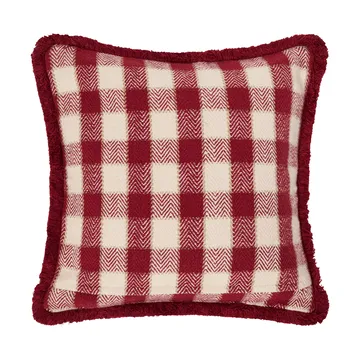 Checked organic cotton fringe putetrekk - Red-light beige-beige - Lexington