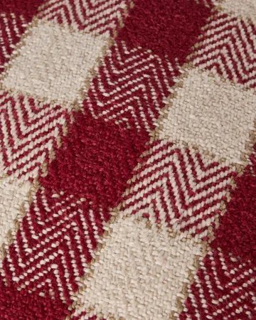 Checked organic cotton fringe putetrekk - Red-light beige-beige - Lexington