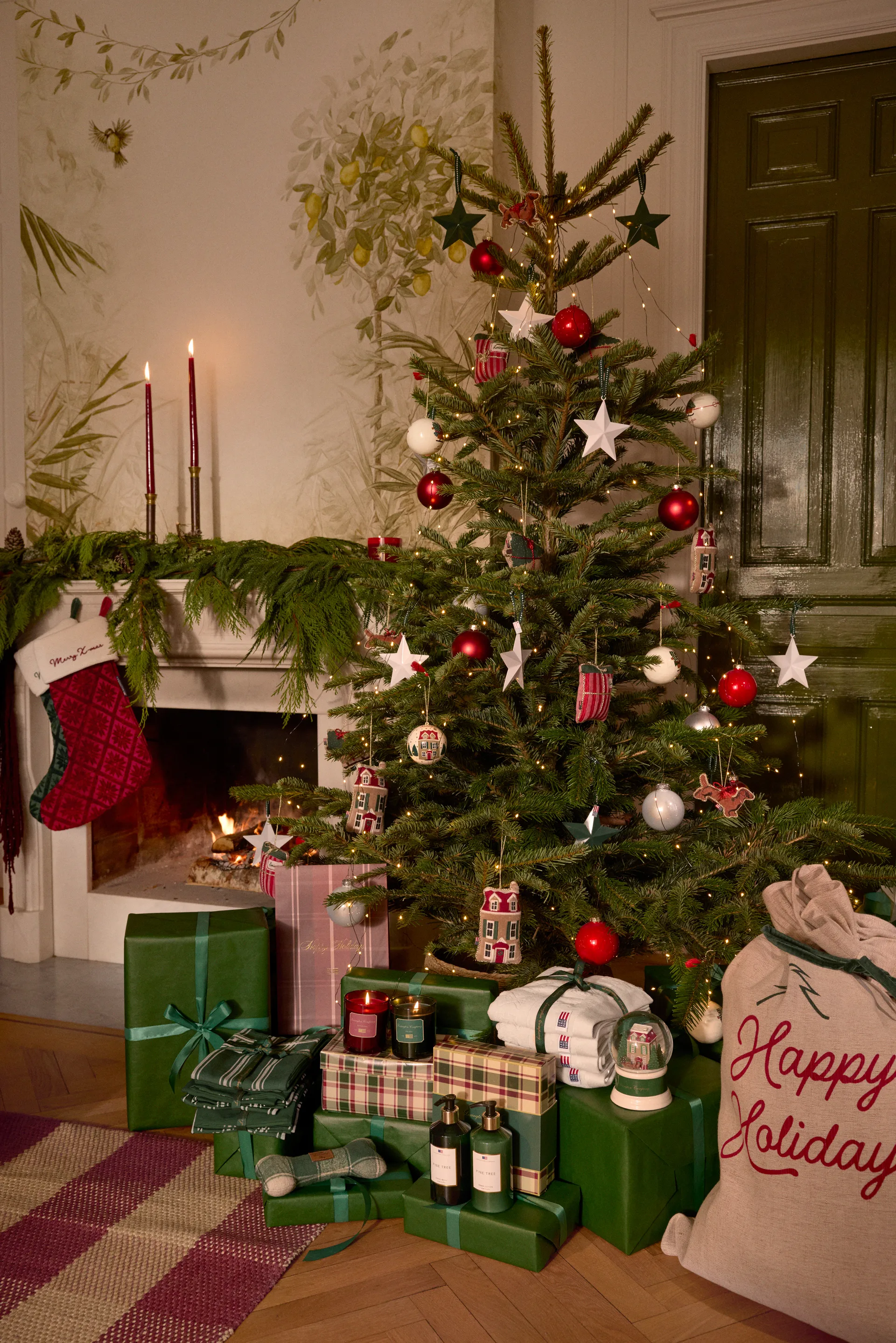 Dog slede økologisk bomull julepynt, Multi Lexington