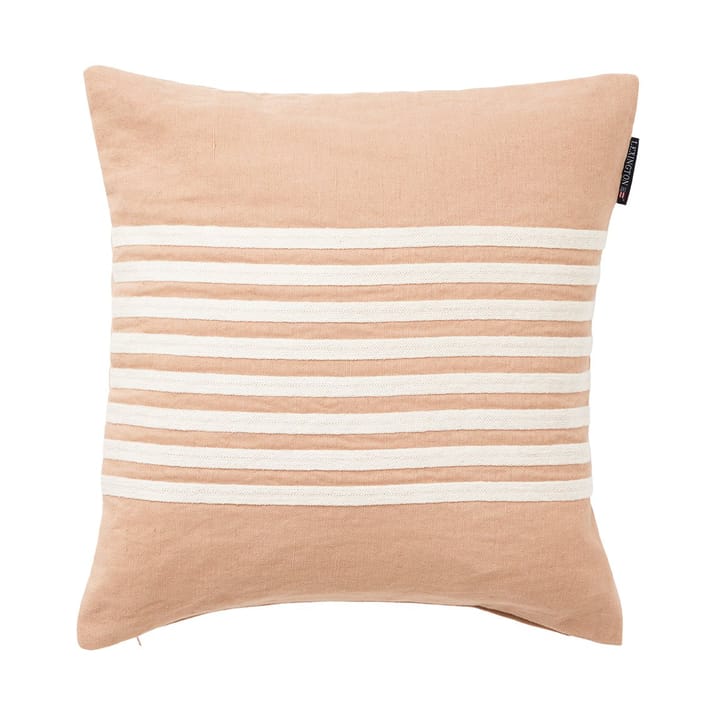 Emboidery Striped Linen/Cotton putetrekk 50x50 cm - Beige-white - Lexington