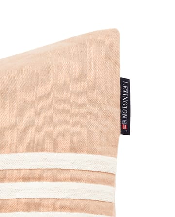 Emboidery Striped Linen/Cotton putetrekk 50x50 cm - Beige-white - Lexington