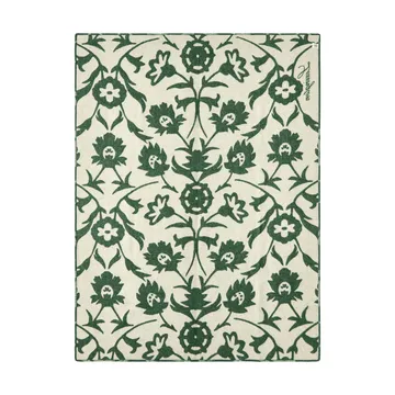 Flower jacquardvevd ullpledd - Green-Light beige - Lexington