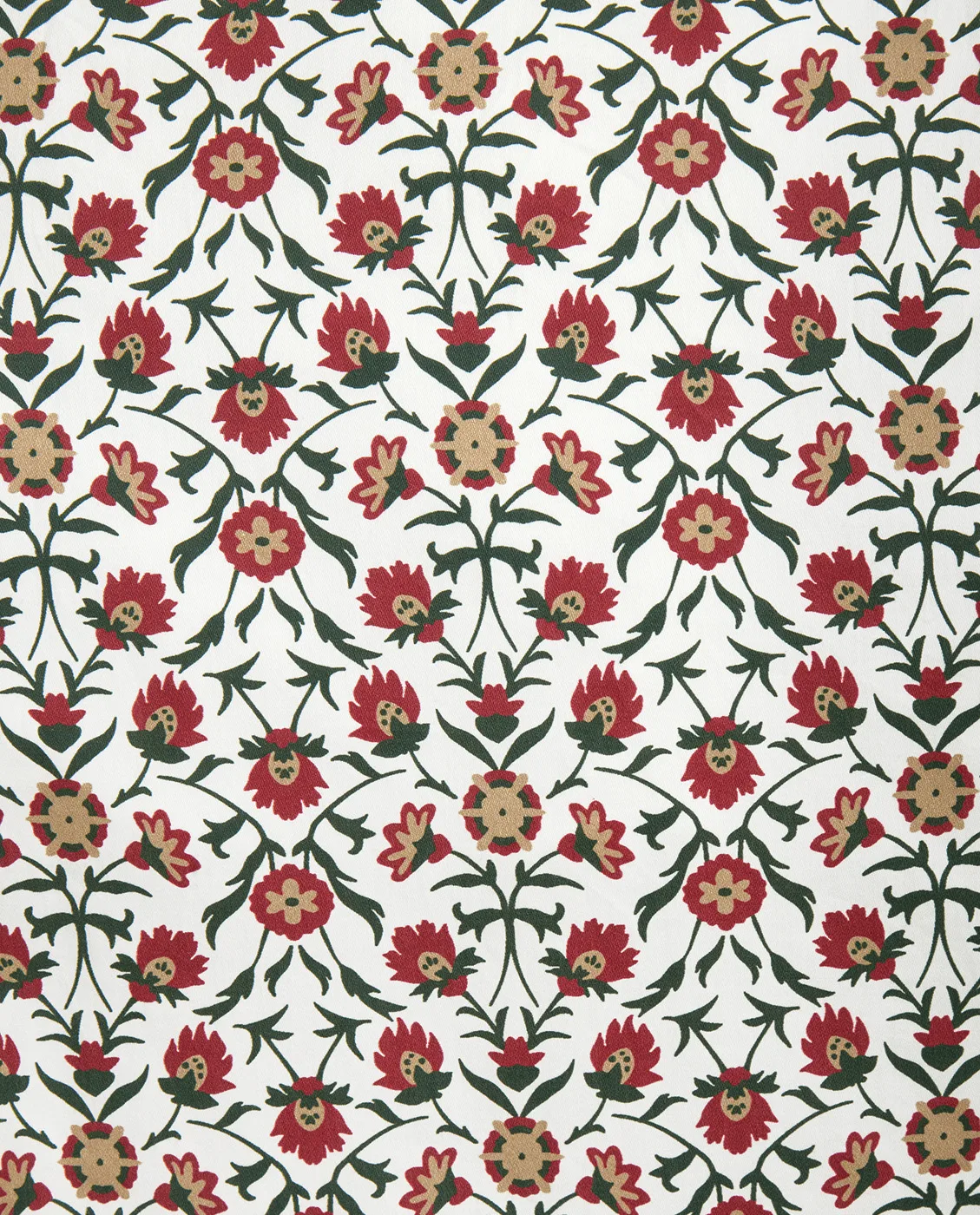 Flower Printed Cotton Sateen putetrekk 50x60 cm, White-red-green-beige Lexington
