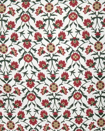 Flower Printed Cotton Sateen putetrekk 50x60 cm - White-red-green-beige - Lexington