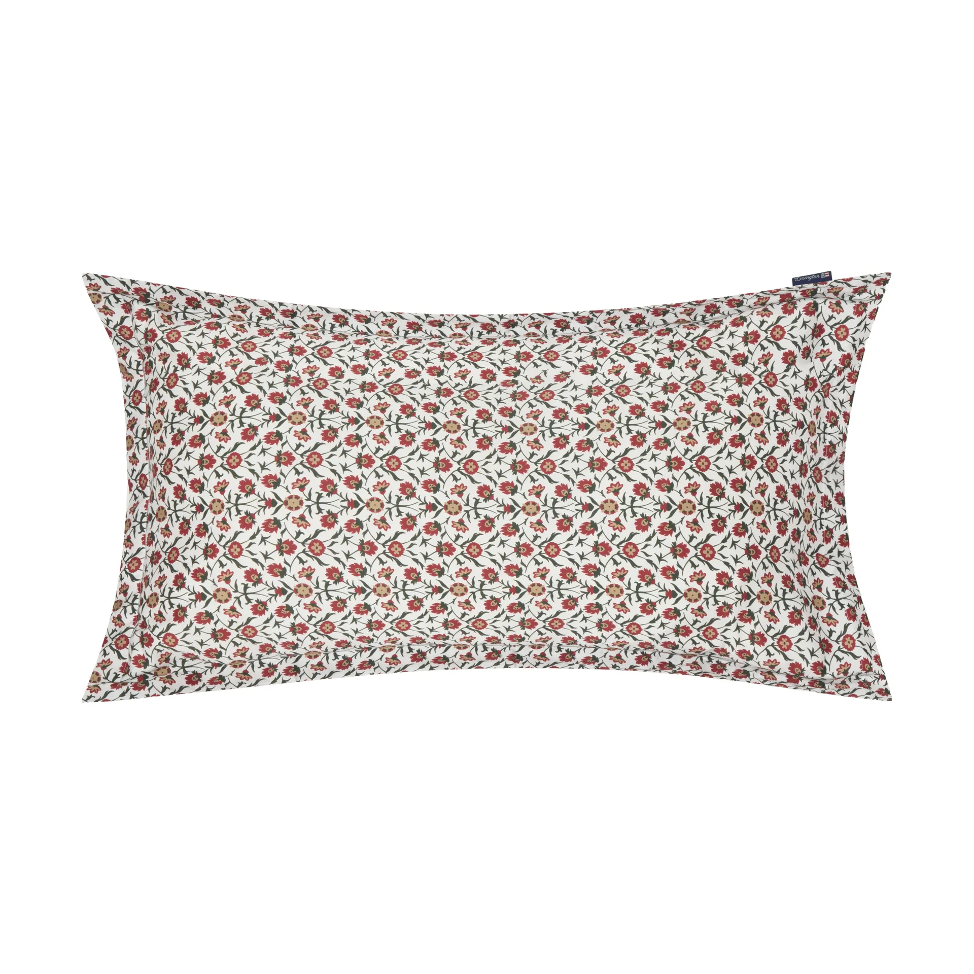Flower printed cotton sateen putetrekk 50x90 cm, White-red-green-beige Lexington
