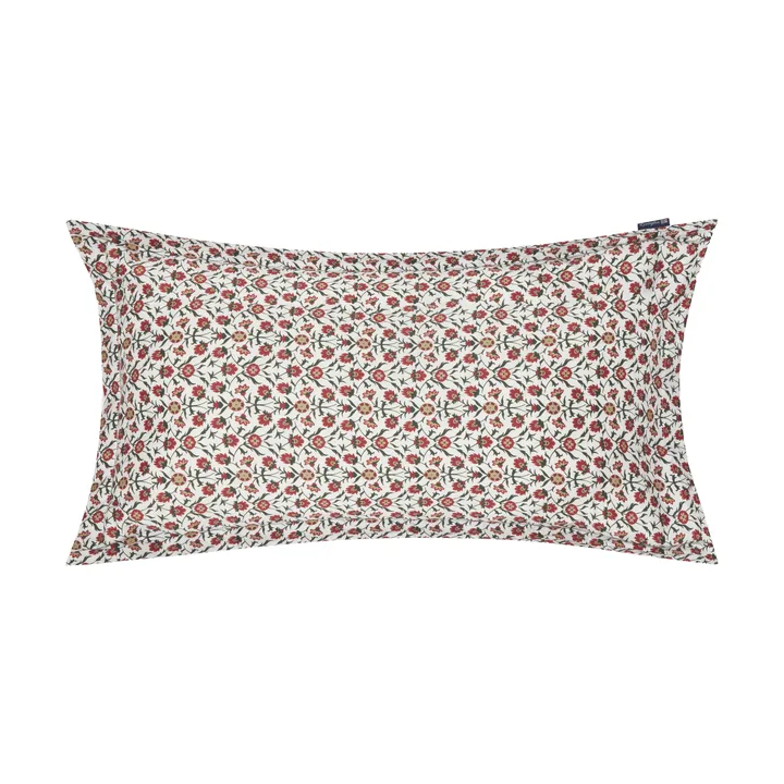 Flower printed cotton sateen putetrekk 50x90 cm - White-red-green-beige - Lexington